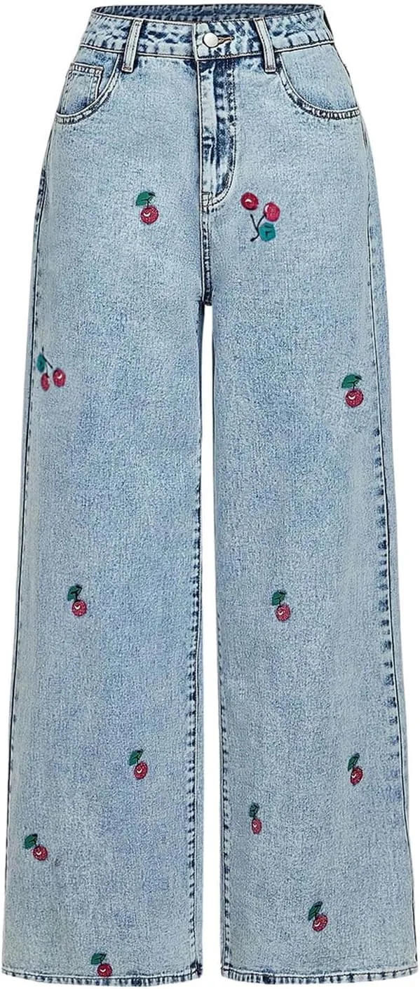 WDIRARA женские джинсы Mid Rise Straight Leg с принтом вишен
WDIRARA женские джинсы Mid Rise Straight Leg с принтом вишен