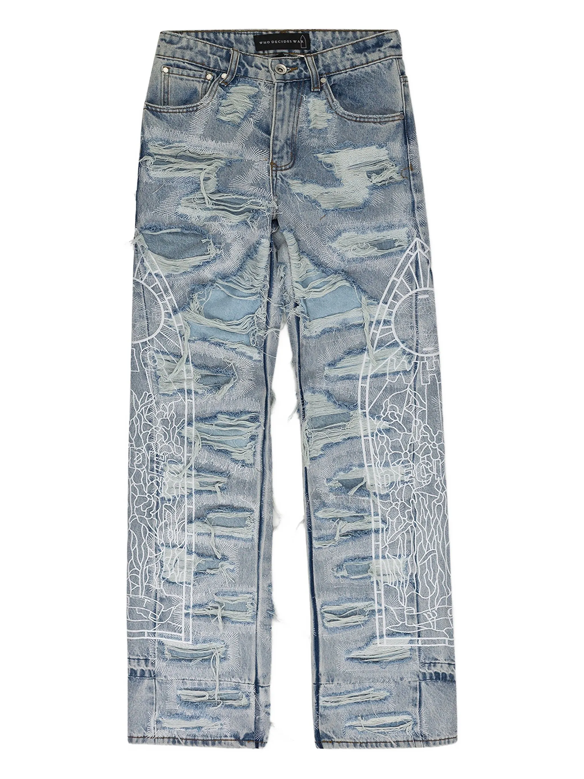 Джинсы прямого кроя с эффектом потертости Who Decides War, синий
Джинсы прямого кроя с эффектом потертости Who Decides War, синий