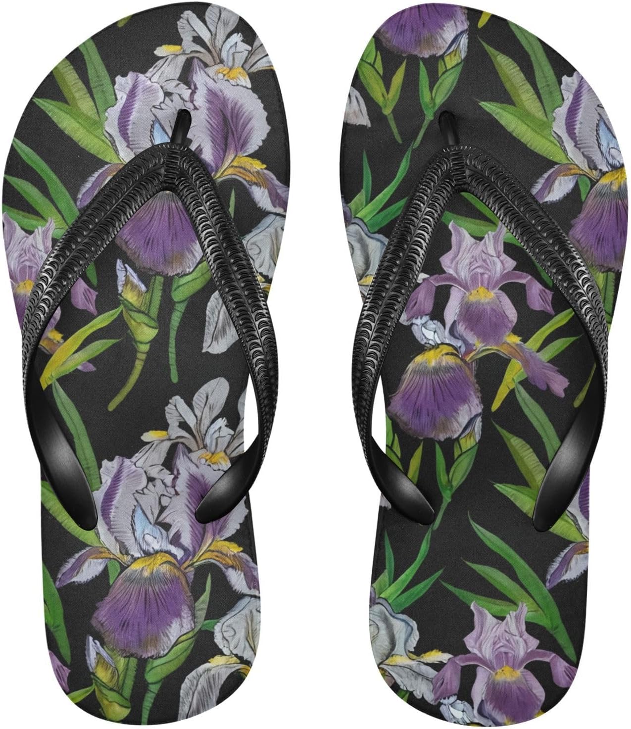 Вьетнамки с черным цветком ириса для пляжа и душа, резиновые нескользящие летние шлепанцы для мужчин и женщин для прогулок Sinestour
Вьетнамки с черным цветком ириса для пляжа и душа, резиновые нескользящие летние шлепанцы для мужчин и женщин для прогулок Sinestour