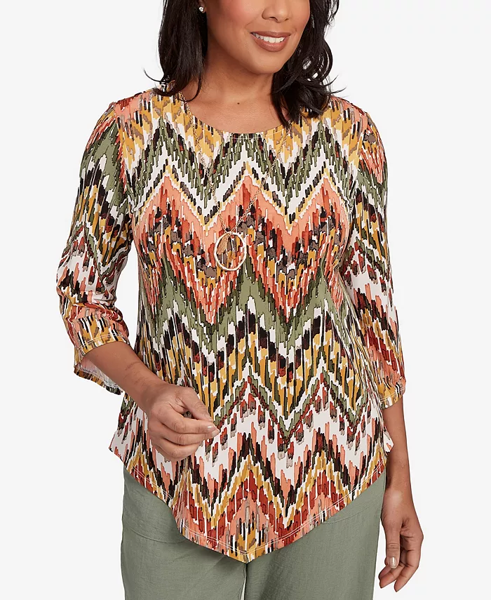 Женский топ Copper Canyon Ikat Chevron с ожерельем Alfred Dunner, мультиколор
Женский топ Copper Canyon Ikat Chevron с ожерельем Alfred Dunner, мультиколор