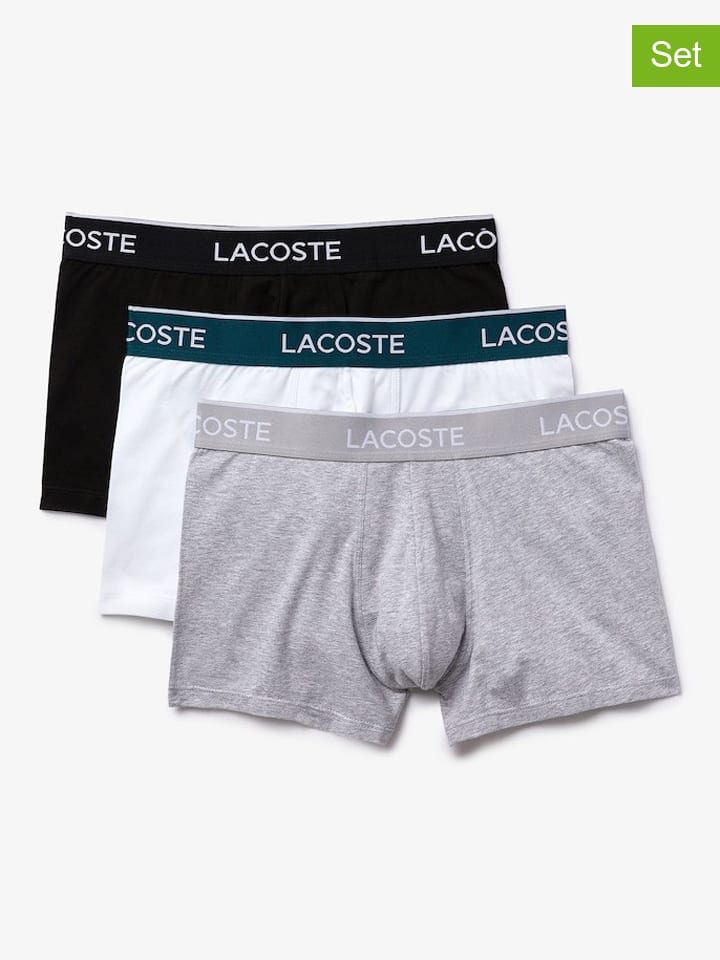 Lacoste Комплект из 3 штук: боксерские шорты светло-серого/белого/черного цвета
Lacoste Комплект из 3 штук: боксерские шорты светло-серого/белого/черного цвета