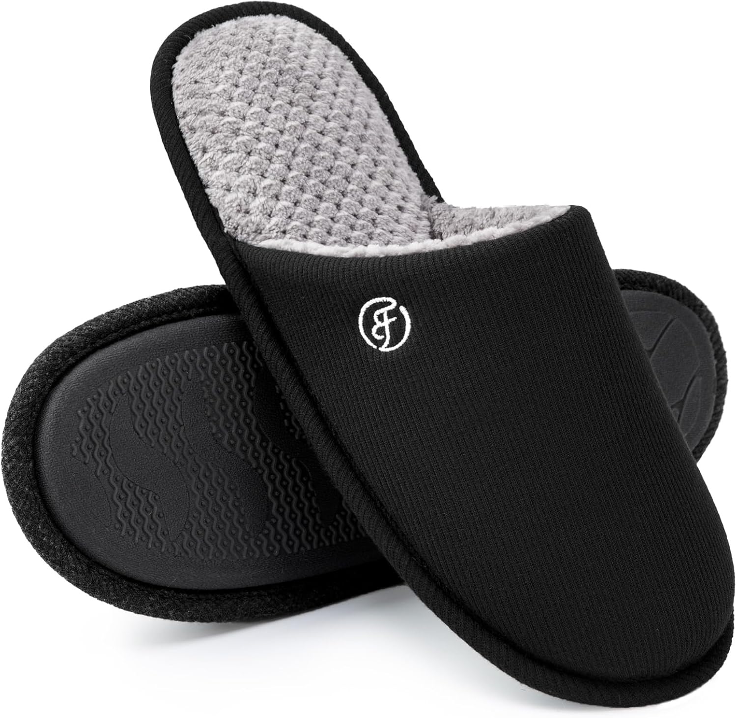 Мужские хлопковые вязаные тапочки EverFoams с легкой подошвой из пены с эффектом памяти для дома с антискользящей подошвой, черный
Мужские хлопковые вязаные тапочки EverFoams с легкой подошвой из пены с эффектом памяти для дома с антискользящей подошвой, черный