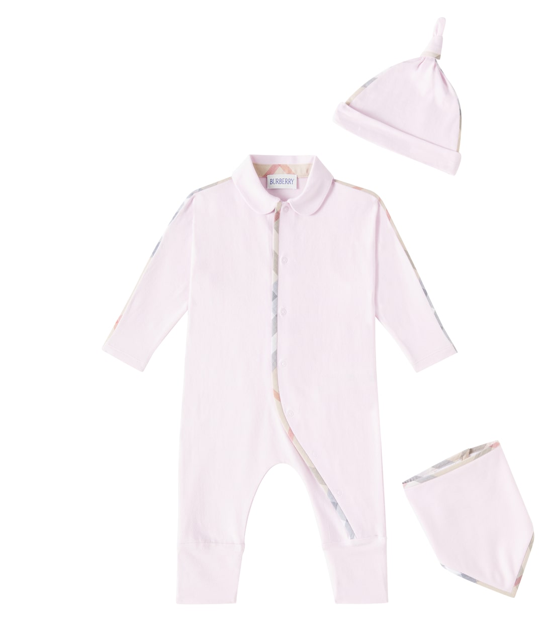 Детский комплект из хлопковой смеси: боди, нагрудник и шапочка Burberry Kids, Lotus
Детский комплект из хлопковой смеси: боди, нагрудник и шапочка Burberry Kids, Lotus