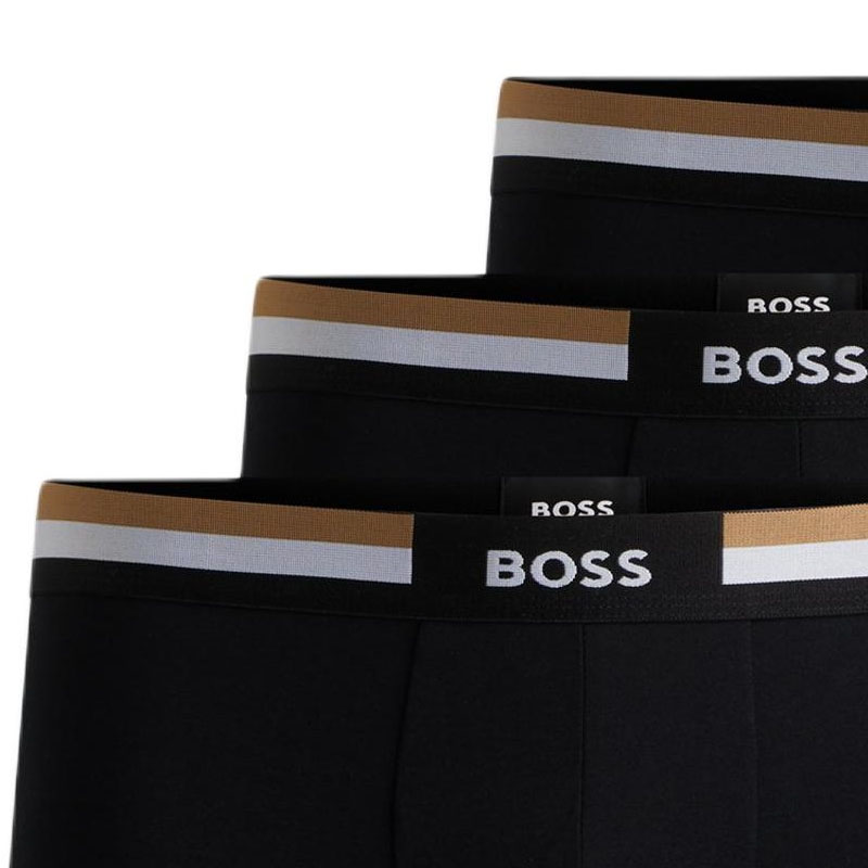 Пакет из трех боксеров с логотипом на поясе HUGO BOSS, черный 
Пакет из трех боксеров с логотипом на поясе HUGO BOSS, черный