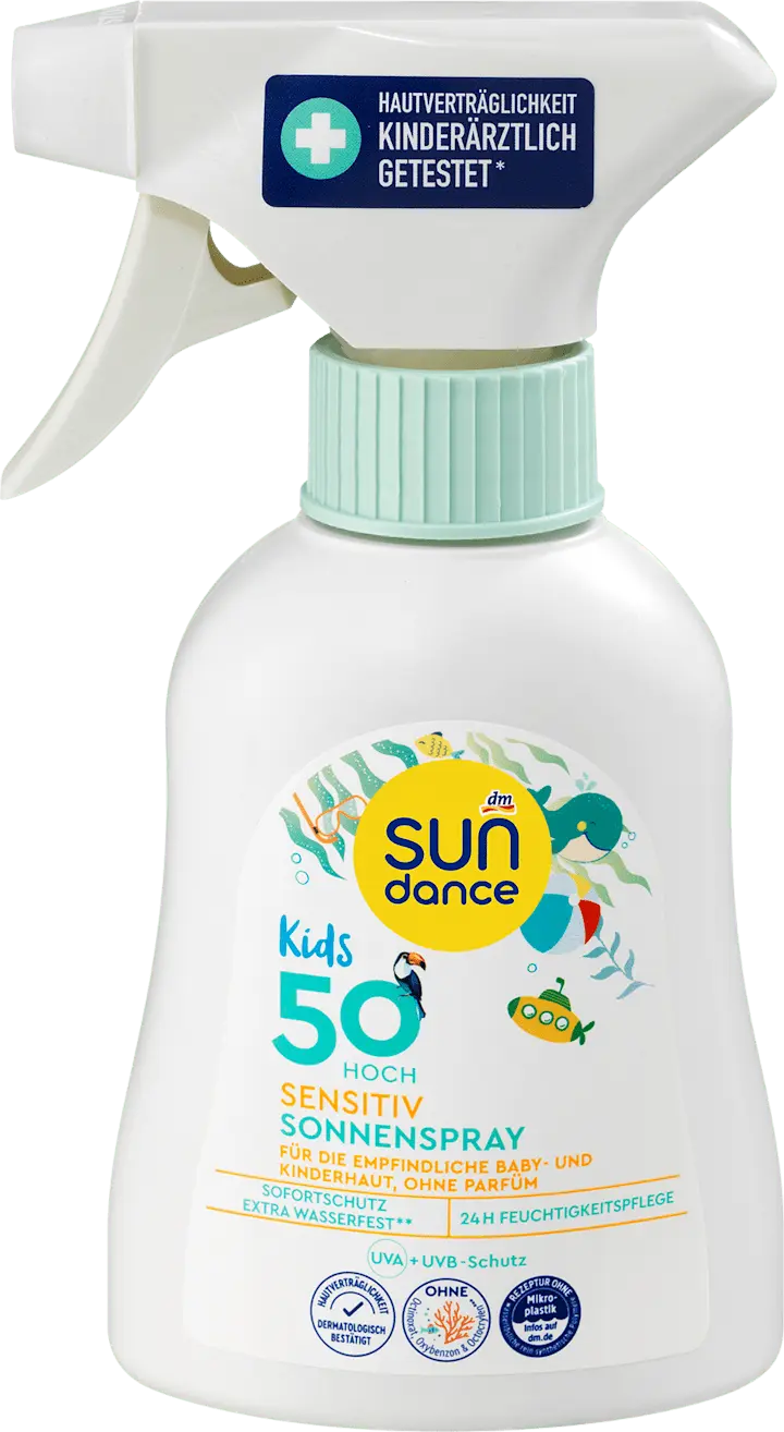 Солнцезащитный спрей SUNDANCE Sonnenspray Kids sensitiv, LSF 50, 200 ml
Солнцезащитный спрей SUNDANCE Sonnenspray Kids sensitiv, LSF 50, 200 ml
