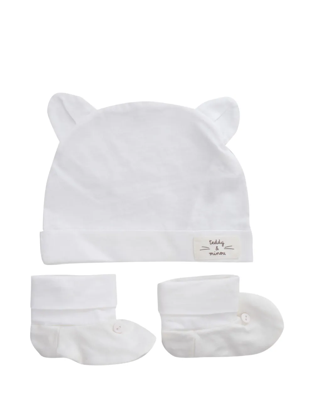 Комплект из шапки и пинеток TEDDY & MINOU, белый
Комплект из шапки и пинеток TEDDY & MINOU, белый