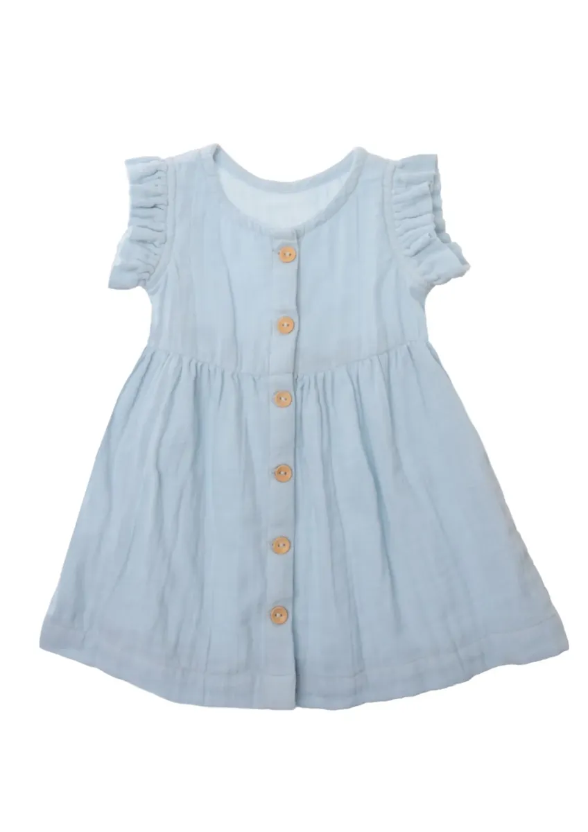 Летнее платье Liliput с милой планкой на деревянных пуговицах, голубой 
Летнее платье Liliput с милой планкой на деревянных пуговицах, голубой