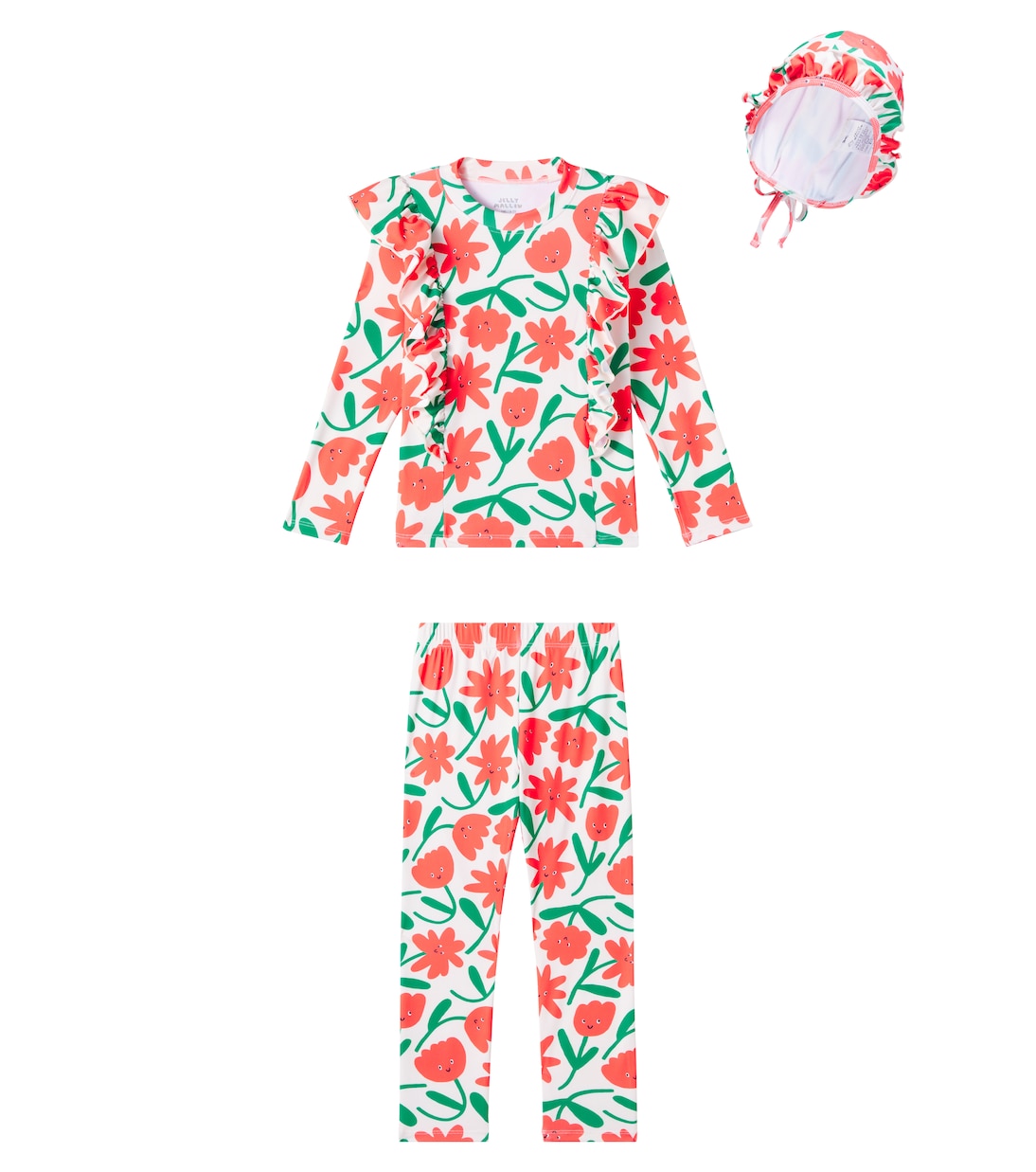 Купальник с рюшами и шапочка в цветочном принте Jellymallow, кремовый
Купальник с рюшами и шапочка в цветочном принте Jellymallow, кремовый