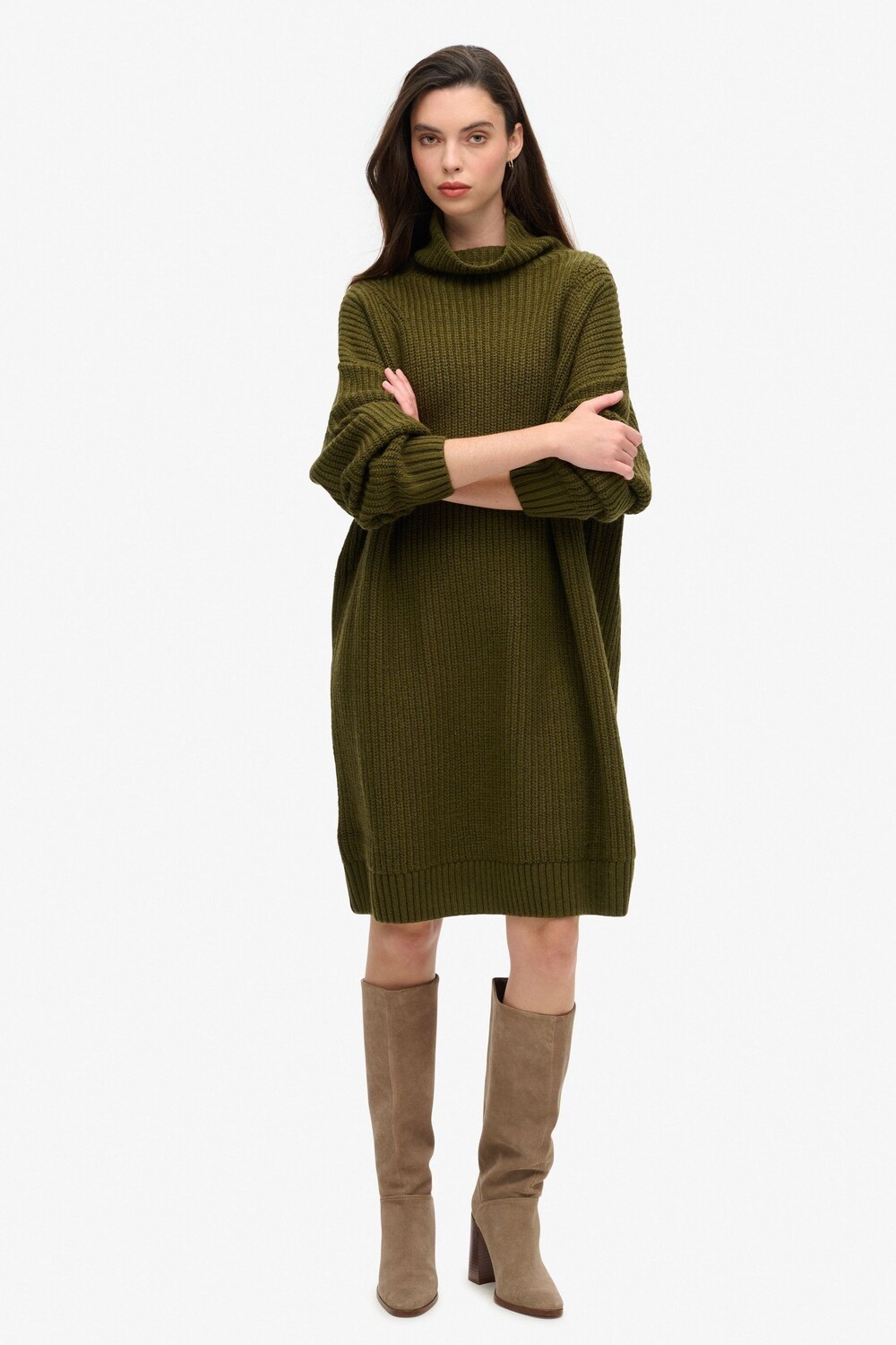 Платье джемпер крупной вязки в рубчик Superdry, зеленый
Платье джемпер крупной вязки в рубчик Superdry, зеленый