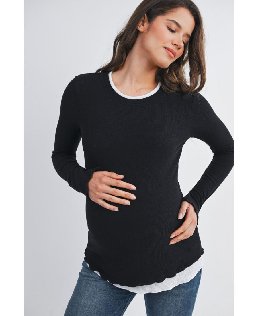 Топ с длинными рукавами в рубчик с контрастными вставками для беременных Hello Miz, Black
Топ с длинными рукавами в рубчик с контрастными вставками для беременных Hello Miz, Black