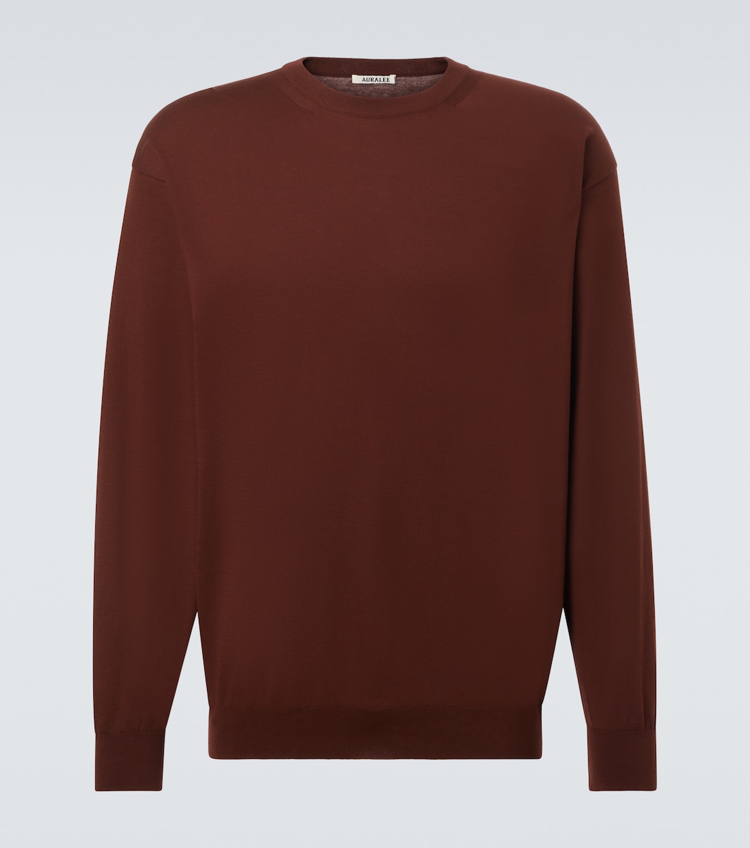 Вязаный хлопковый свитшот Auralee, коричневый 
Вязаный хлопковый свитшот Auralee, коричневый