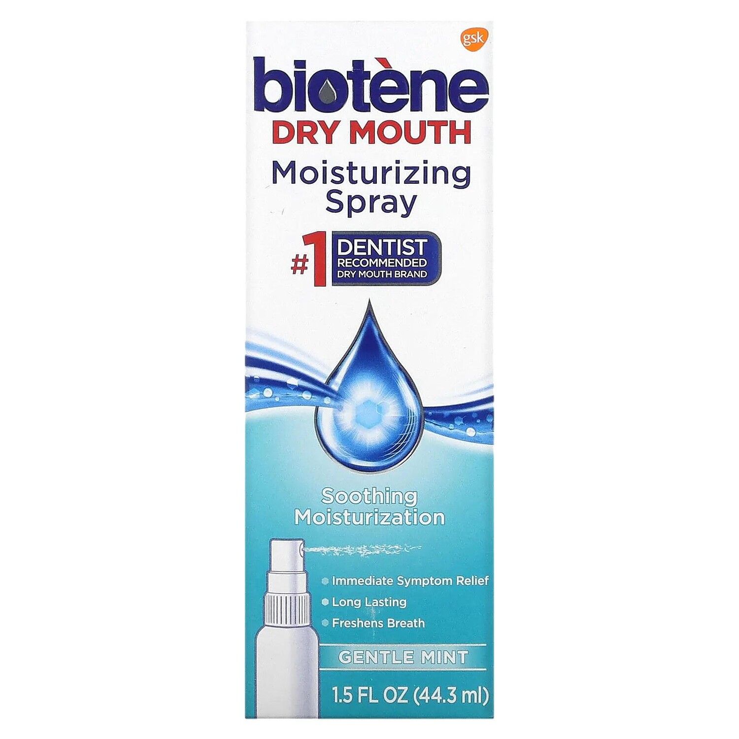 Biotene Dental Products Dry Mouth Moisturizing Spray Gentle Mint 1.5 fl oz (44.3 ml)
Biotene Dental Products Dry Mouth Moisturizing Spray Gentle Mint 1.5 fl oz (44.3 ml)