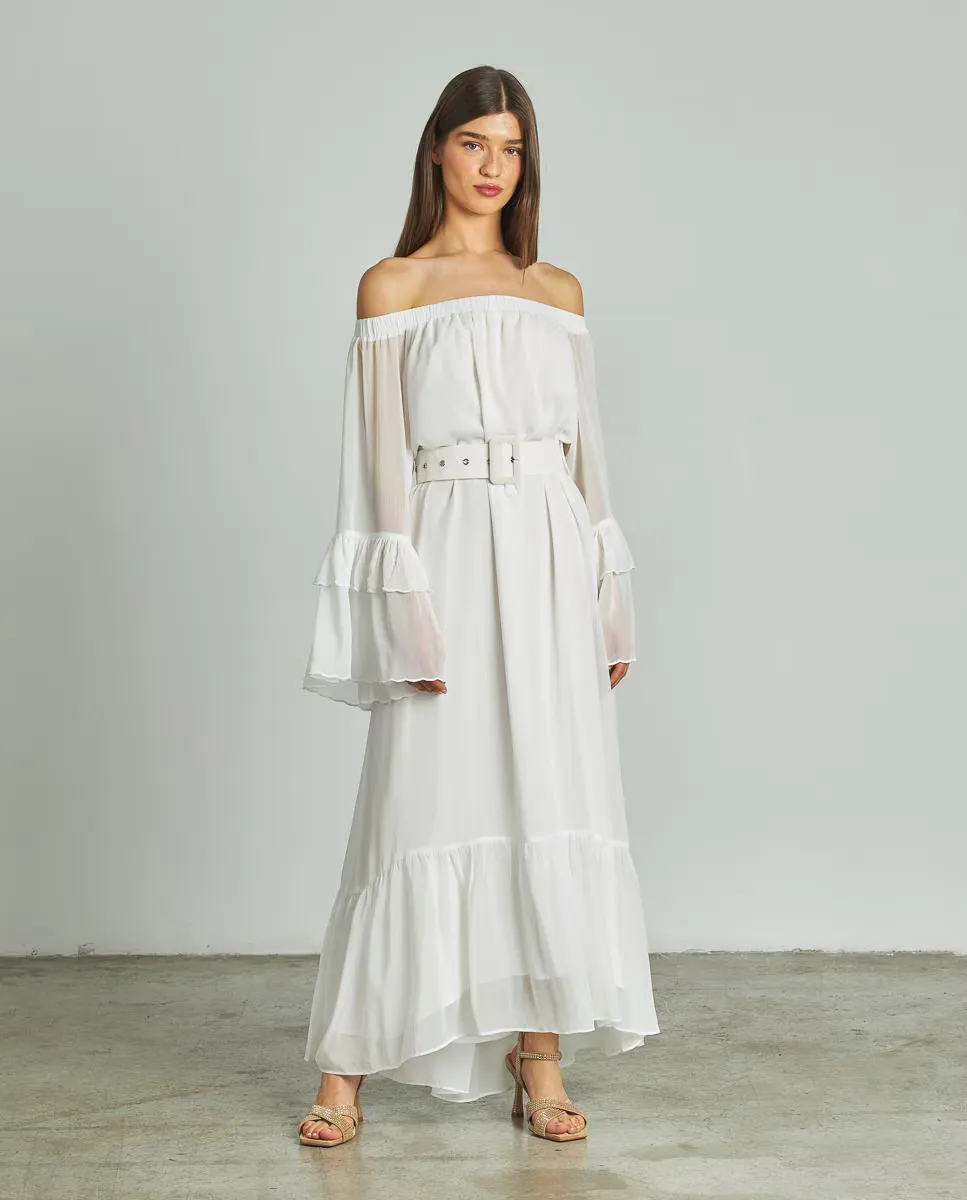 Платье миди с принтом и длинными рукавами, украшенными рюшами Alma en Pena, белый
Платье миди с принтом и длинными рукавами, украшенными рюшами Alma en Pena, белый