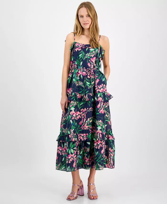 Женское платье макси без рукавов с завязками на плечах и оборками julia jordan, мультиколор
Женское платье макси без рукавов с завязками на плечах и оборками julia jordan, мультиколор