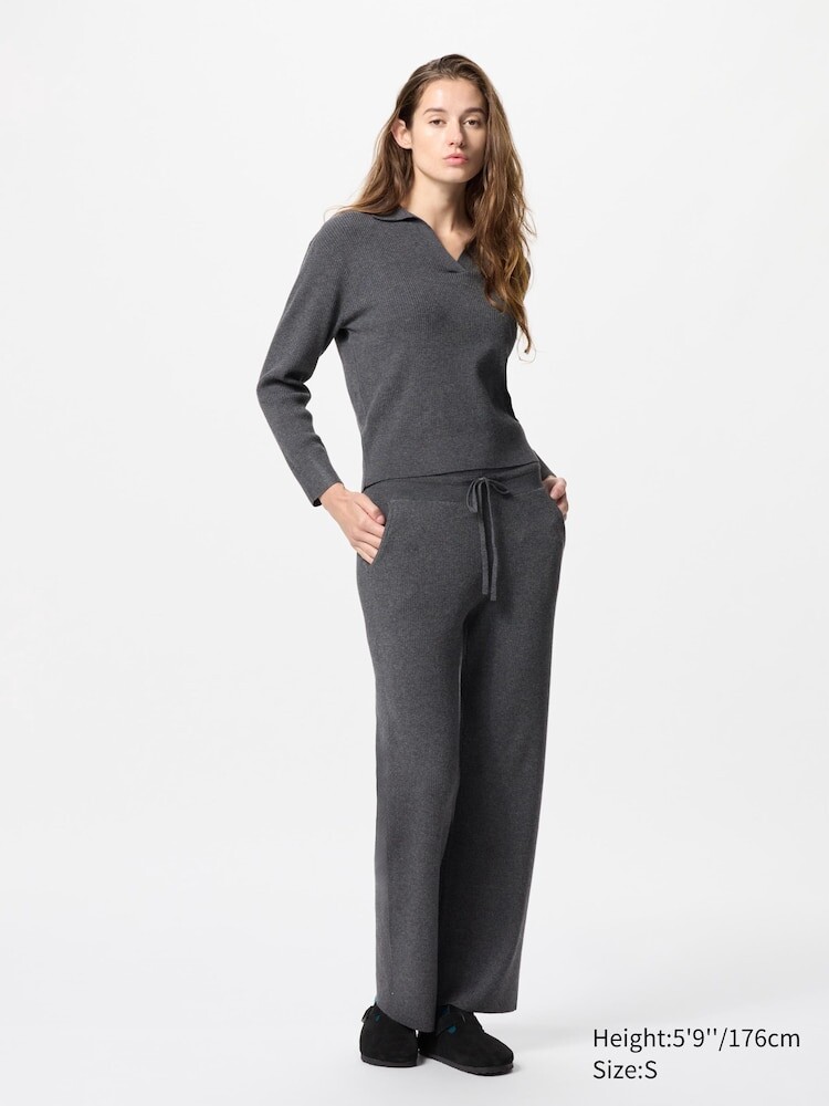 Трикотажные брюки в рубчик Uniqlo, цвет 07 серый 
Трикотажные брюки в рубчик Uniqlo, цвет 07 серый