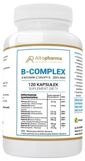 AltoPharma, Комплекс витаминов B 200% RWS, 120 капсул. Inna marka
AltoPharma, Комплекс витаминов B 200% RWS, 120 капсул. Inna marka