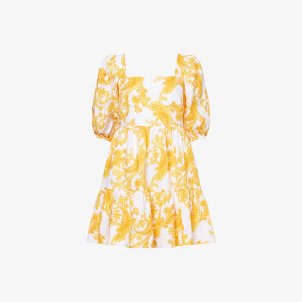 Платье мини Mandelieu Heidi Klein из льна с квадратным вырезом, желто-белый 
Платье мини Mandelieu Heidi Klein из льна с квадратным вырезом, желто-белый