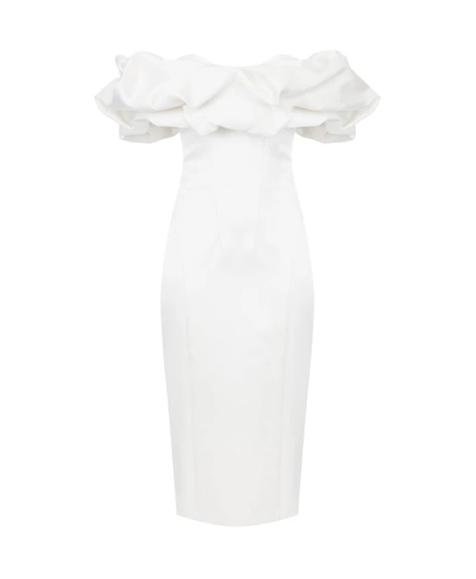 Платье из атласа «дюшес» с объемным вырезом. Elisabetta Franchi, белый
Платье из атласа «дюшес» с объемным вырезом. Elisabetta Franchi, белый