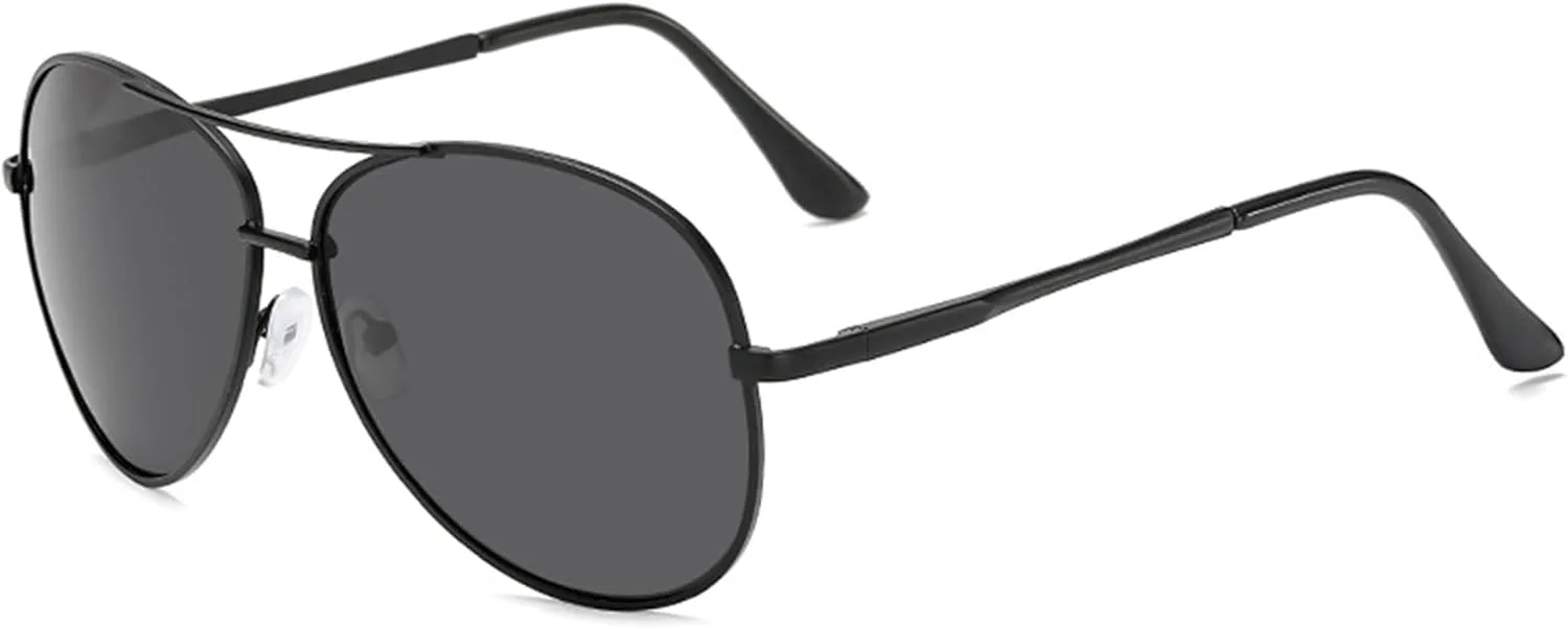 Классические солнцезащитные очки-пилот для женщин и мужчин, поляризованные, в стиле «авиатор», с пружинным шарниром и металлическим корпусом ALKAHE, Black
Классические солнцезащитные очки-пилот для женщин и мужчин, поляризованные, в стиле «авиатор», с пружинным шарниром и металлическим корпусом ALKAHE, Black