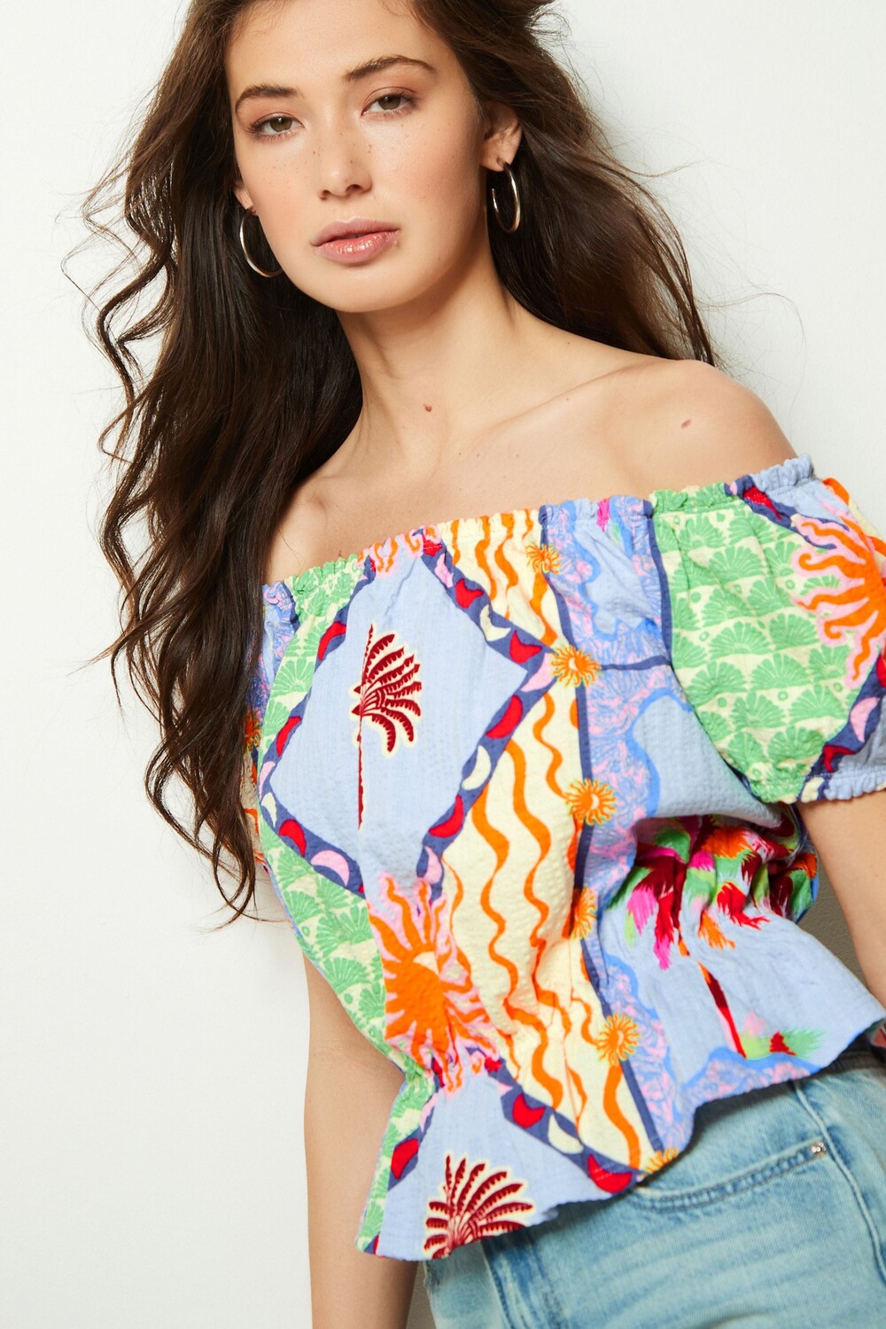 Блуза с вырезом бардо и рукавами-фонариками Next, мультиколор
Блуза с вырезом бардо и рукавами-фонариками Next, мультиколор