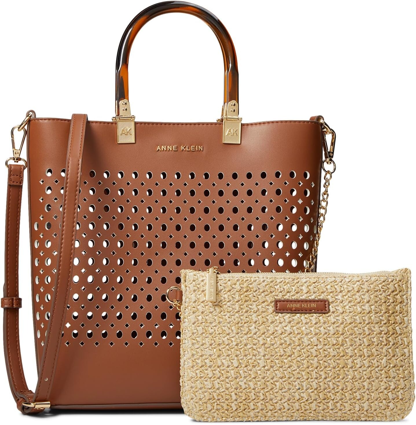 Сумка Anne Klein Small Perf Tote w/ Straw Pouch, цвет Saddle/Natural
Сумка Anne Klein Small Perf Tote w/ Straw Pouch, цвет Saddle/Natural