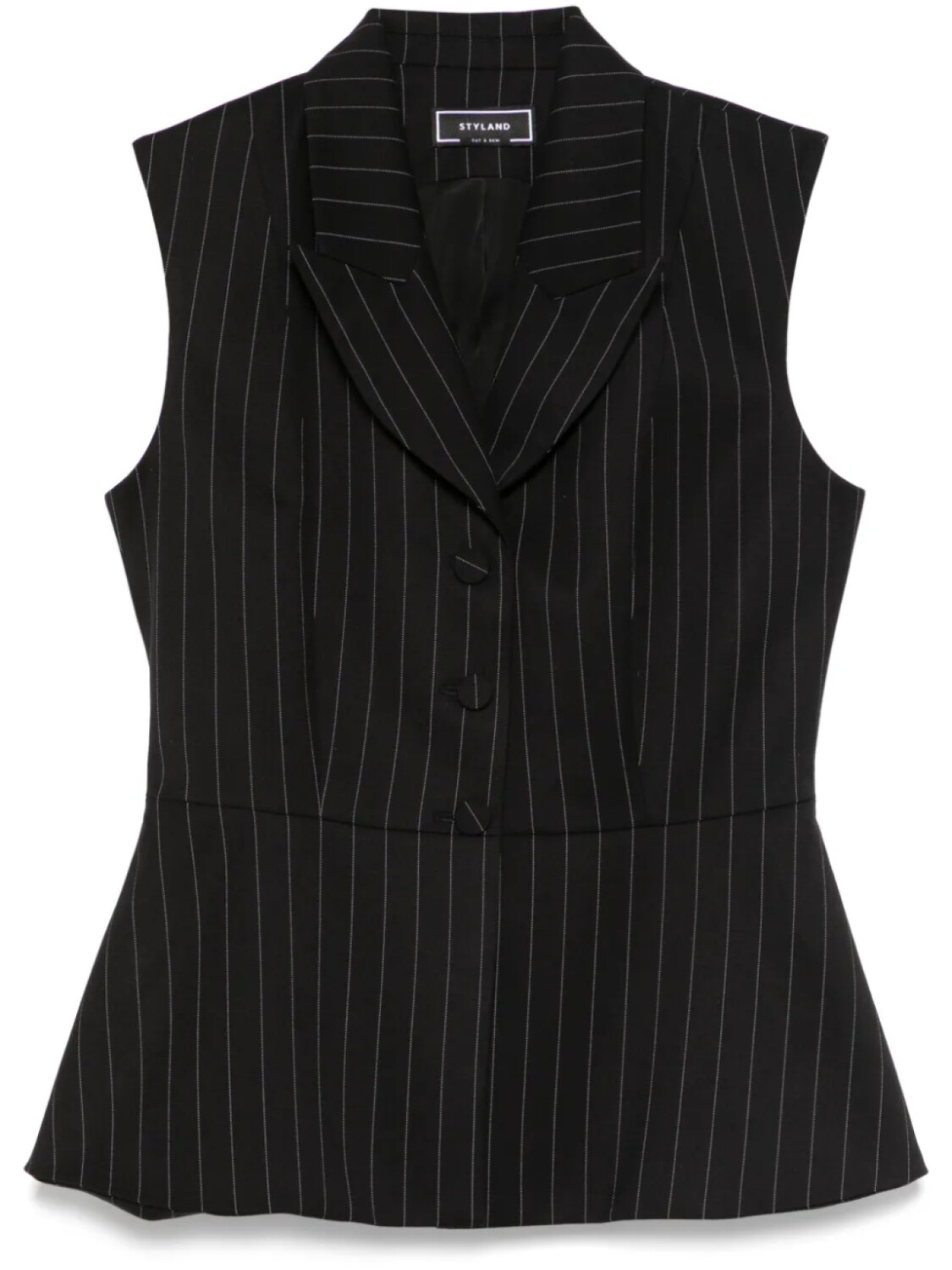 Жилет в тонкую полоску STYLAND, черный 
Жилет в тонкую полоску STYLAND, черный