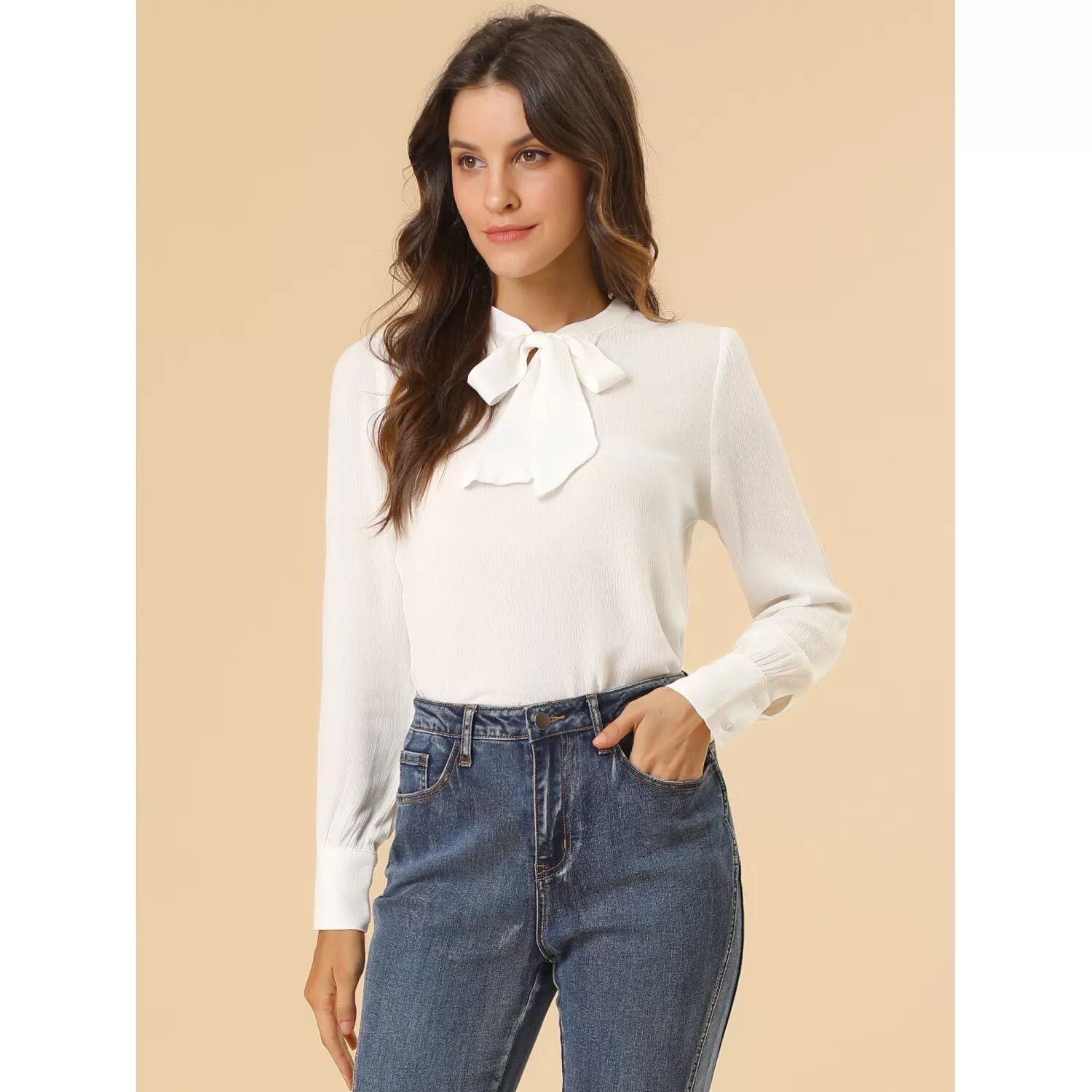 Женская однотонная офисная блузка с галстуком-бабочкой и вырезом, элегантный топ с длинными рукавами ALLEGRA K
Женская однотонная офисная блузка с галстуком-бабочкой и вырезом, элегантный топ с длинными рукавами ALLEGRA K