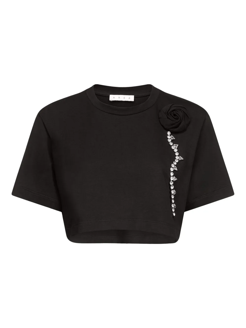 Укороченная футболка с кристаллами AREA, черный
Укороченная футболка с кристаллами AREA, черный