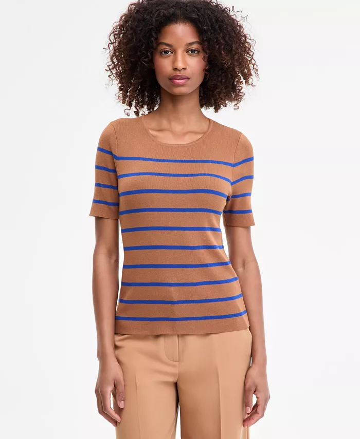 Женский полосатый свитер с короткими рукавами Tahari ASL, коричневый/бежевый
Женский полосатый свитер с короткими рукавами Tahari ASL, коричневый/бежевый