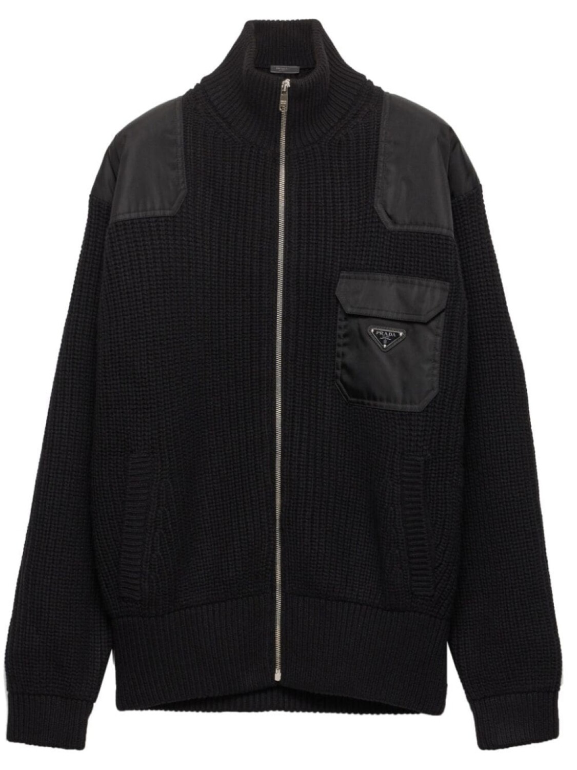 Кардиган Prada с застежкой-молнией и ребристым узором, черный
Кардиган Prada с застежкой-молнией и ребристым узором, черный