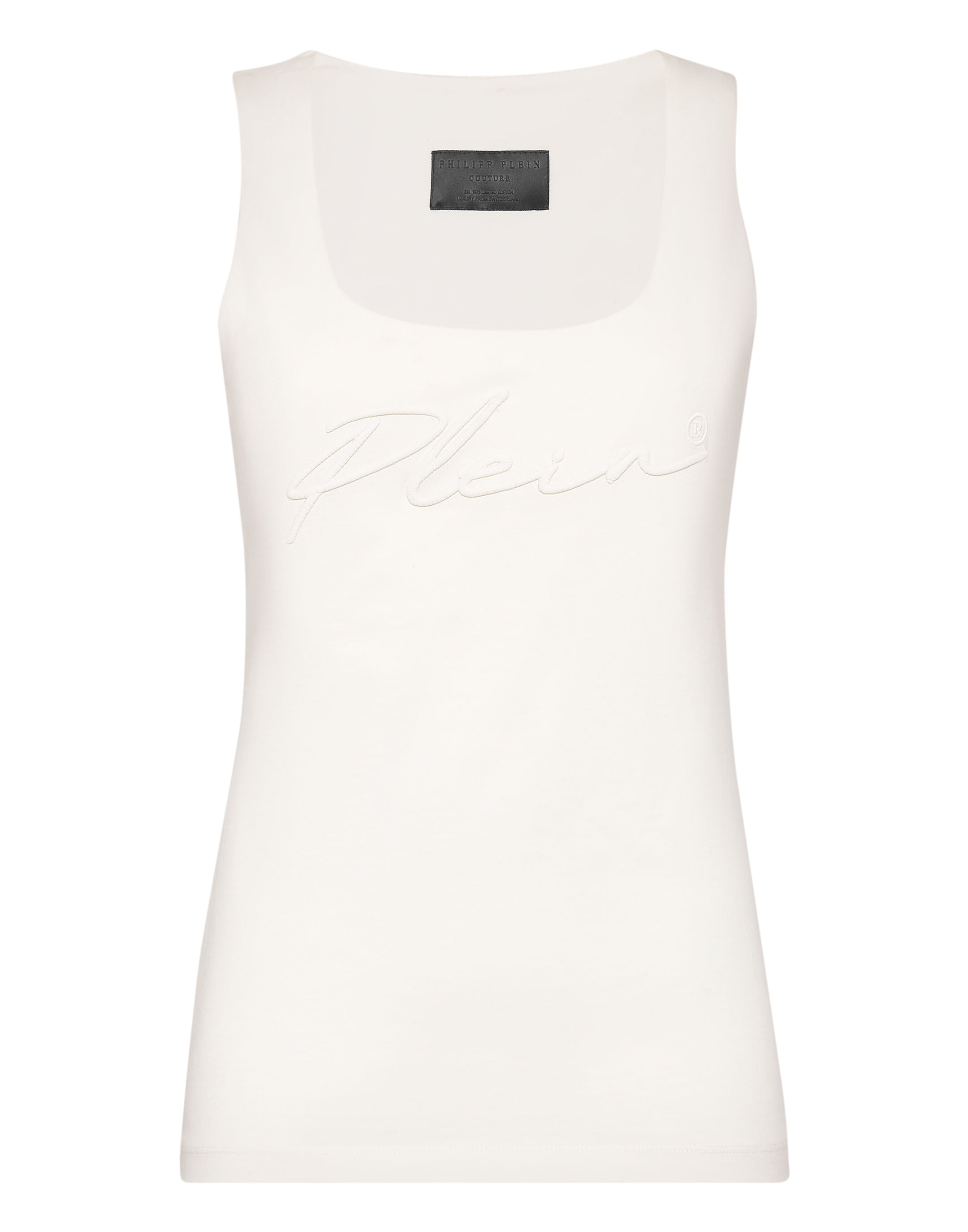 Майка для отдыха с вышивкой Signature PHILIPP PLEIN, кремовый 
Майка для отдыха с вышивкой Signature PHILIPP PLEIN, кремовый