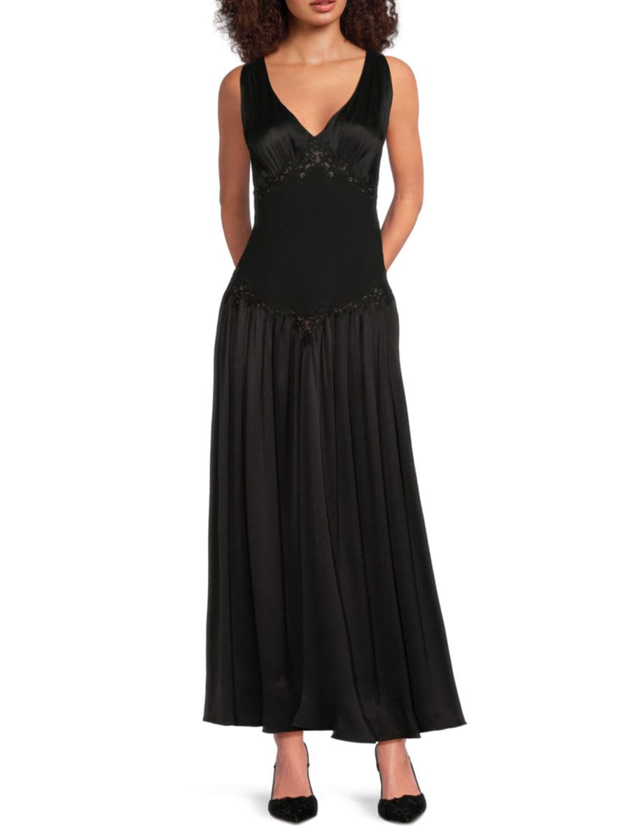 Платье макси из шелка с отделкой из хайлендского кружева Gabriela Hearst, черный
Платье макси из шелка с отделкой из хайлендского кружева Gabriela Hearst, черный