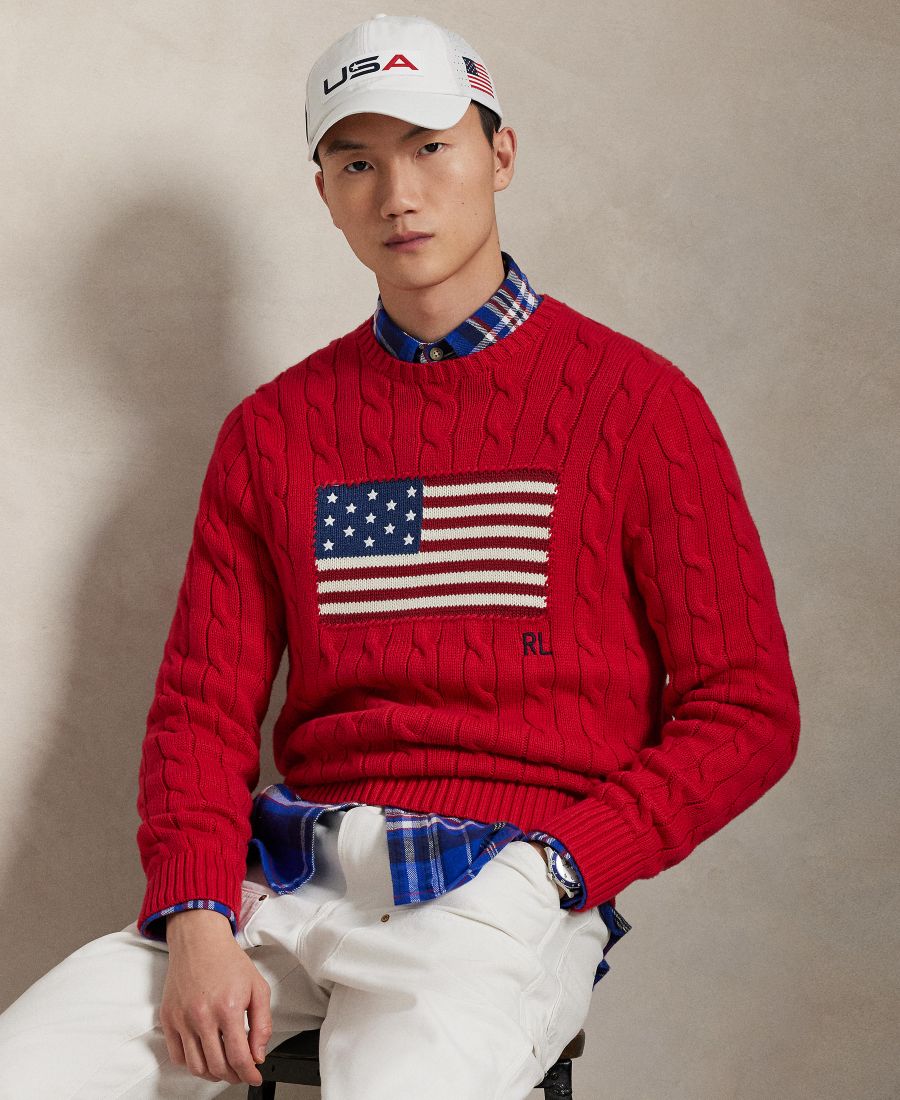 Мужской свитер крупной вязки с флагом Polo Ralph Lauren, Red
Мужской свитер крупной вязки с флагом Polo Ralph Lauren, Red
