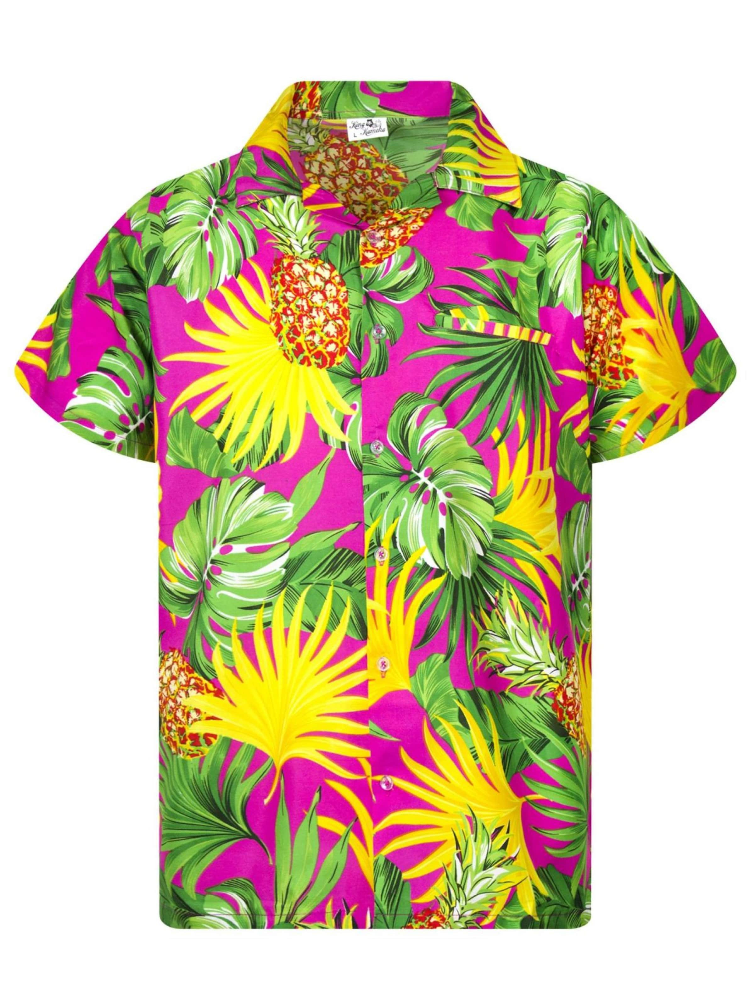 King Kameha Футболка 'Pineapple Leaves' в розовом цвете
King Kameha Футболка 'Pineapple Leaves' в розовом цвете