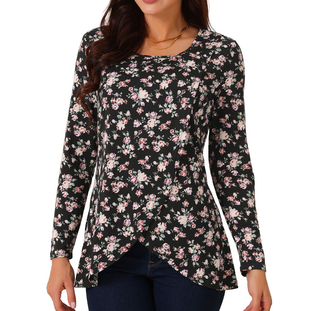 Женские повседневные топы с круглым вырезом и длинными рукавами, асимметричным подолом и цветочным принтом Seta T, черный
Женские повседневные топы с круглым вырезом и длинными рукавами, асимметричным подолом и цветочным принтом Seta T, черный