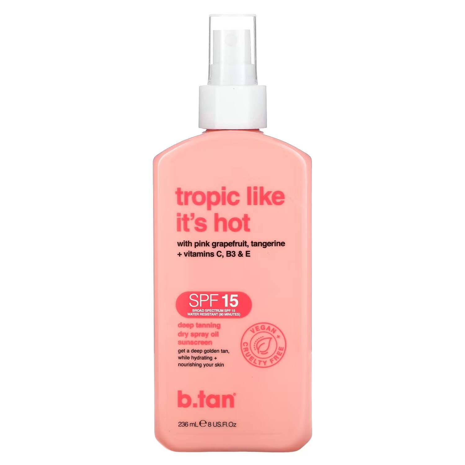 Сухой спрей-масло B.tan Tropic Like It's Hot SPF 15 для глубокого загара, 236 мл
Сухой спрей-масло B.tan Tropic Like It's Hot SPF 15 для глубокого загара, 236 мл