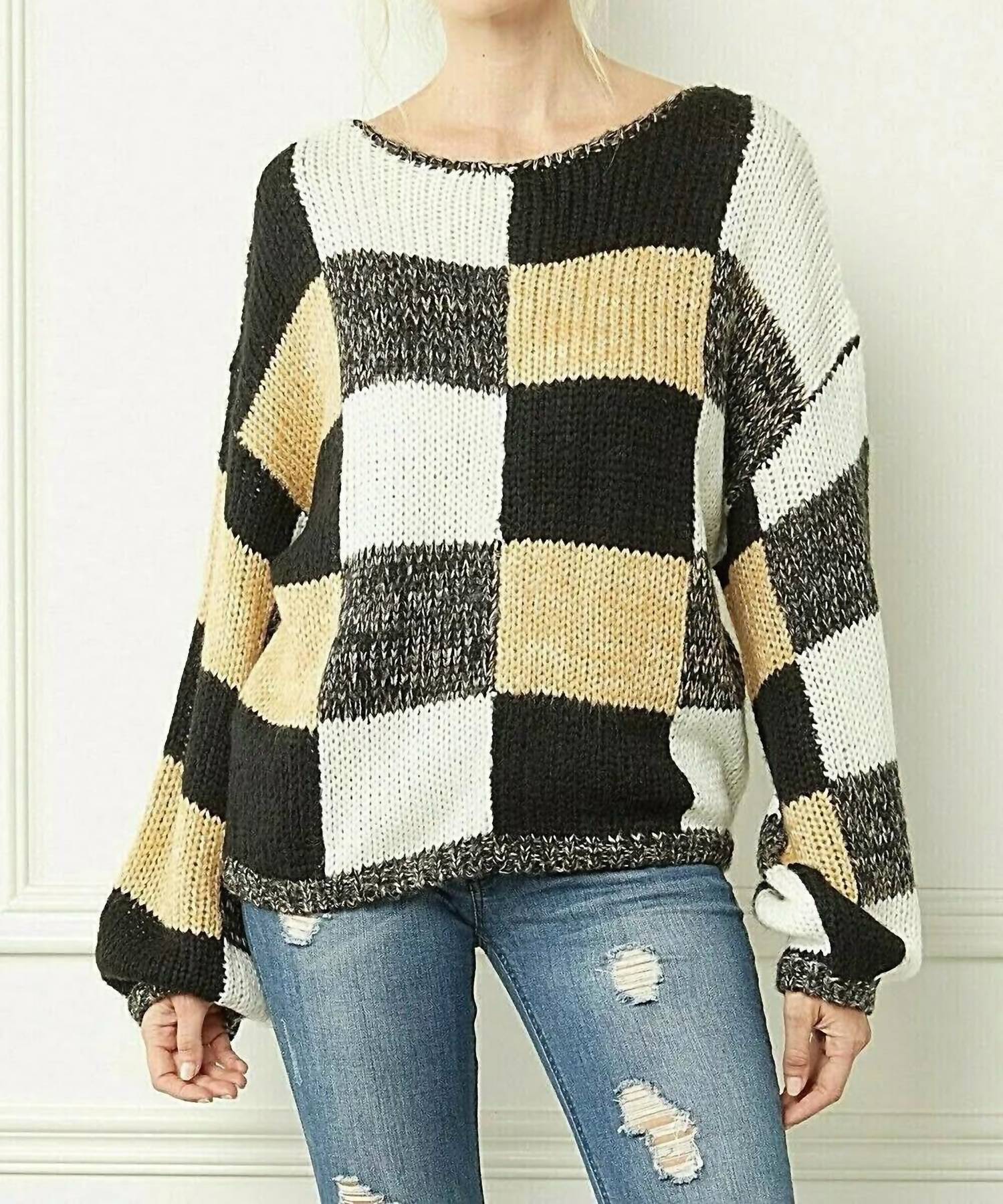 Черный клетчатый свитер в разноцветную клетку Entro
Черный клетчатый свитер в разноцветную клетку Entro