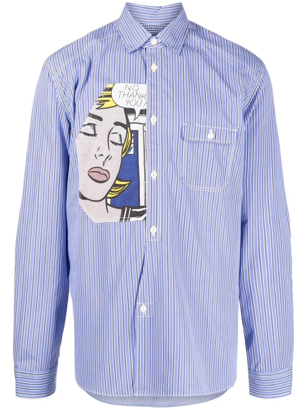 Полосатая рубашка с нашивкой Junya Watanabe MAN, синий
Полосатая рубашка с нашивкой Junya Watanabe MAN, синий