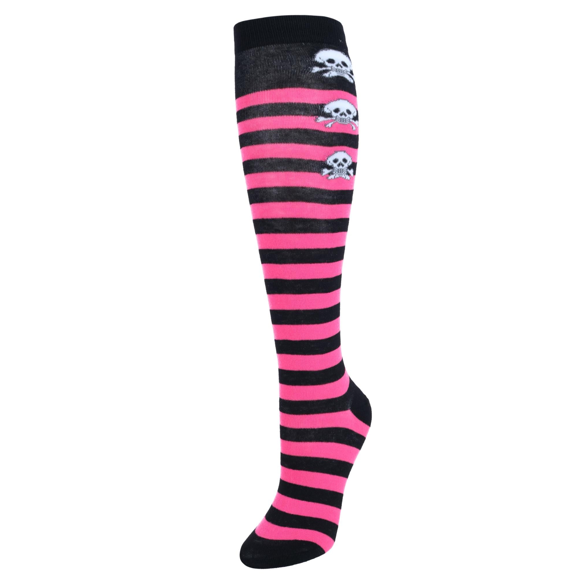 Женские гольфы с готической отделкой и черепом в полоску (1 пара) CTM, цвет black and hot pink
Женские гольфы с готической отделкой и черепом в полоску (1 пара) CTM, цвет black and hot pink