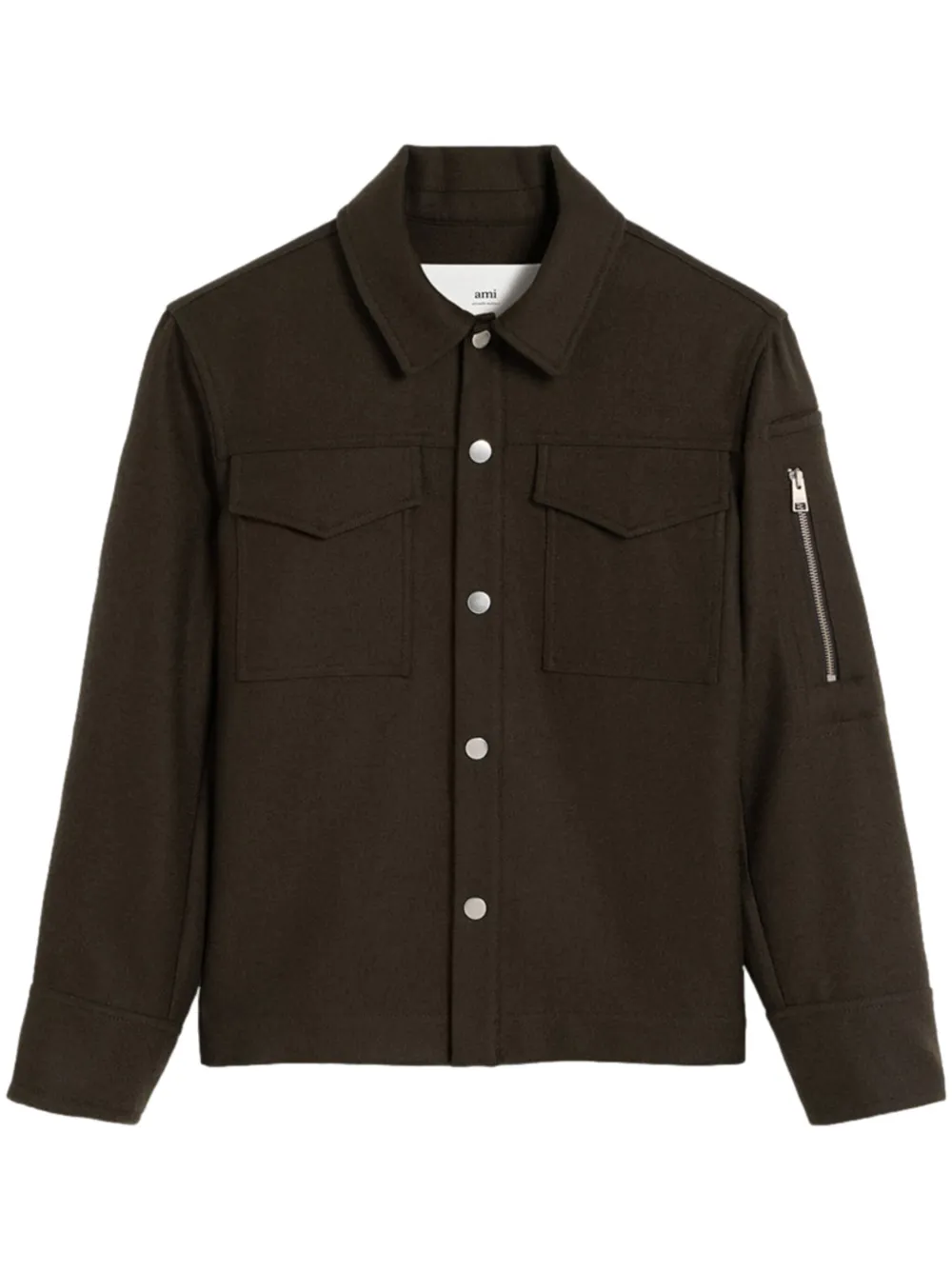 Шерстяная куртка-рубашка на пуговицах AMI Paris, коричневый
Шерстяная куртка-рубашка на пуговицах AMI Paris, коричневый