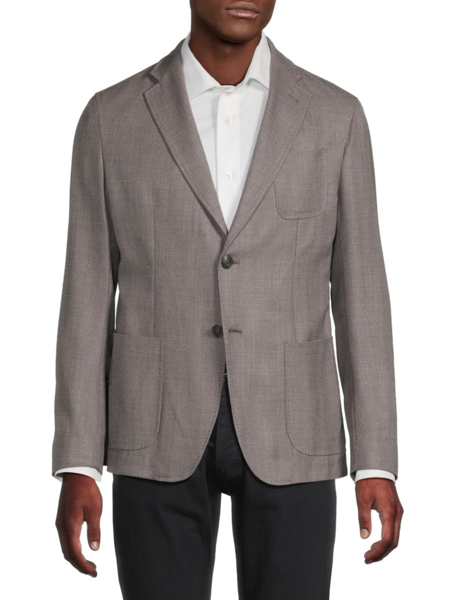 Спортивное пальто классического кроя из текстурированной натуральной шерсти Emporio Armani, коричневый 
Спортивное пальто классического кроя из текстурированной натуральной шерсти Emporio Armani, коричневый