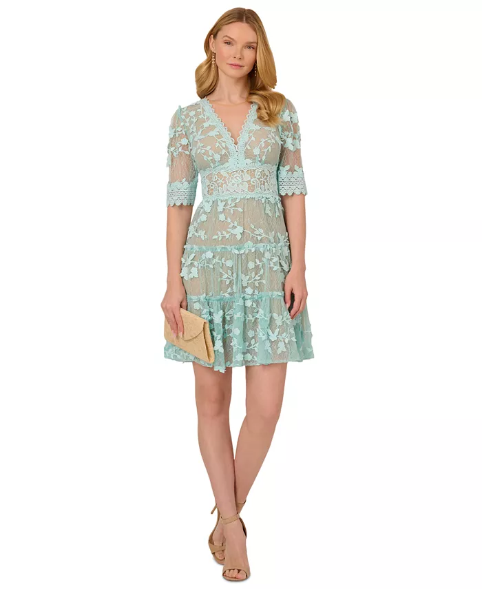 Женское платье с V-образным вырезом и кружевной вышивкой Adrianna Papell, синий
Женское платье с V-образным вырезом и кружевной вышивкой Adrianna Papell, синий