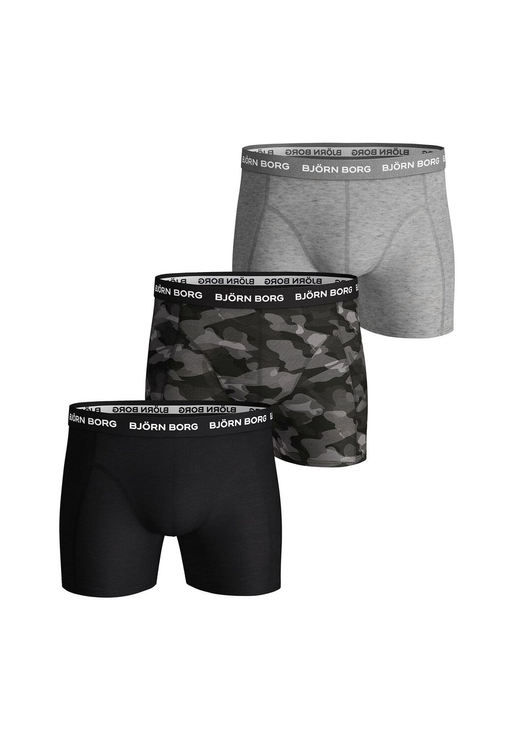 Мужские шорты-боксеры, комплект из 3 шт., хлопок стрейч, пояс с логотипом BJÖRN BORG, цвет Schwarz Grau Camouflage
Мужские шорты-боксеры, комплект из 3 шт., хлопок стрейч, пояс с логотипом BJÖRN BORG, цвет Schwarz Grau Camouflage