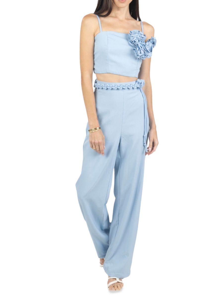 Комплект из двух предметов: укороченный топ с корсажем и брюки с поясом AKALIA, светло-синий
Комплект из двух предметов: укороченный топ с корсажем и брюки с поясом AKALIA, светло-синий