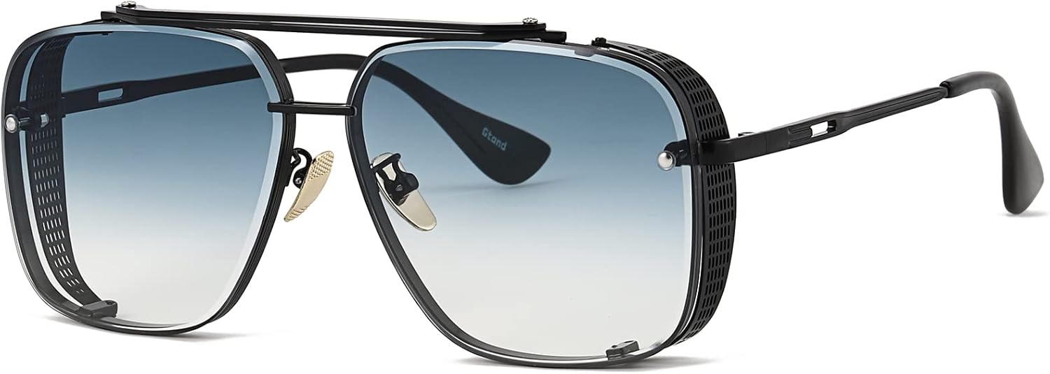 Солнцезащитные очки-авиаторы Gtand Fashion Oversized Square Aviator Gradient Sunglasses For Men Vintage Metal Side Shield Steampunk Sun Glasses 64mm, C7 Black Frame/Gradient Blue Lens
Солнцезащитные очки-авиаторы Gtand Fashion Oversized Square Aviator Gradient Sunglasses For Men Vintage Metal Side Shield Steampunk Sun Glasses 64mm, C7 Black Frame/Gradient Blue Lens