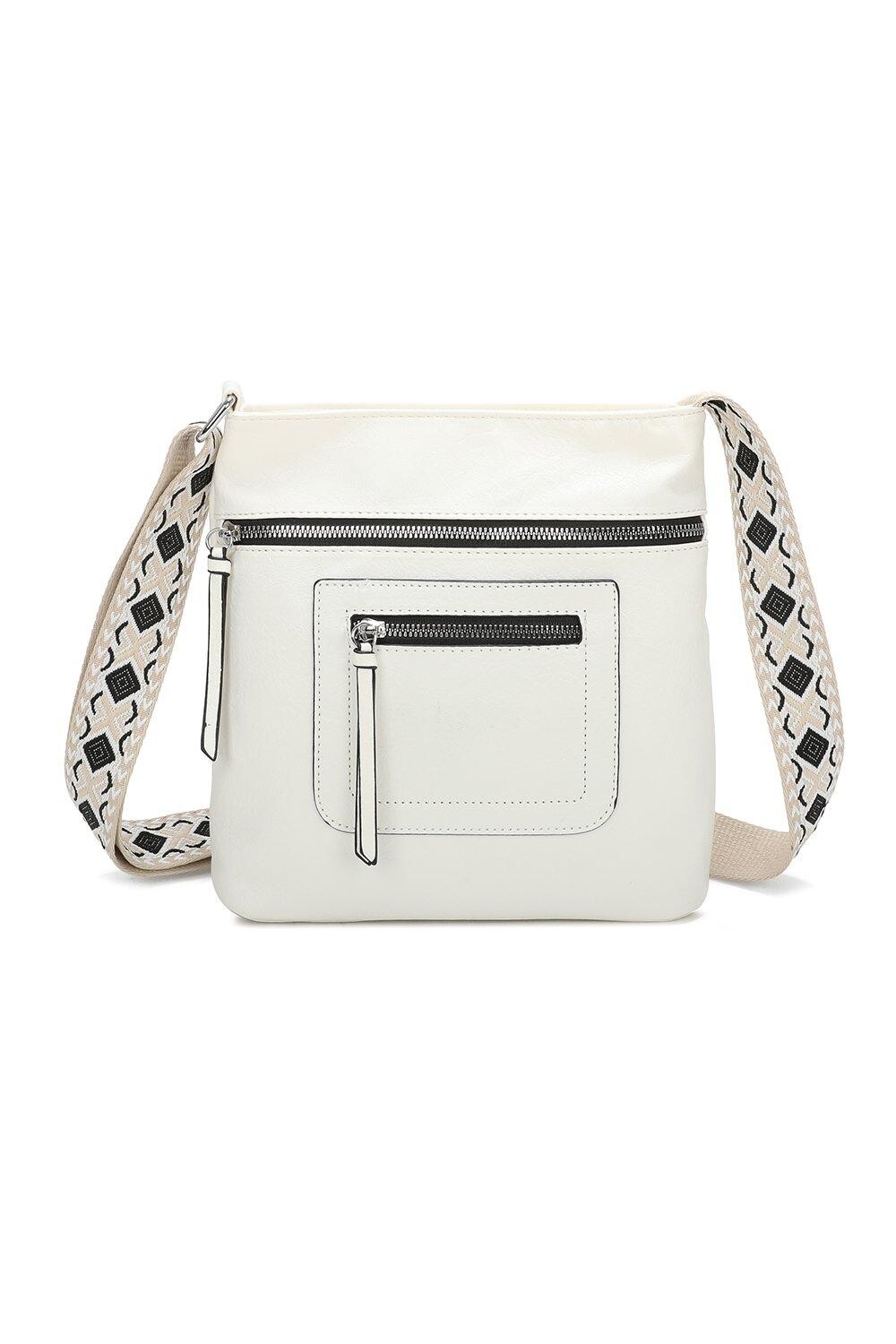 Сумка через плечо Iki из искусственной кожи с четырьмя молниями и холщовым ремешком Fontanella Fashion, белый
Сумка через плечо Iki из искусственной кожи с четырьмя молниями и холщовым ремешком Fontanella Fashion, белый