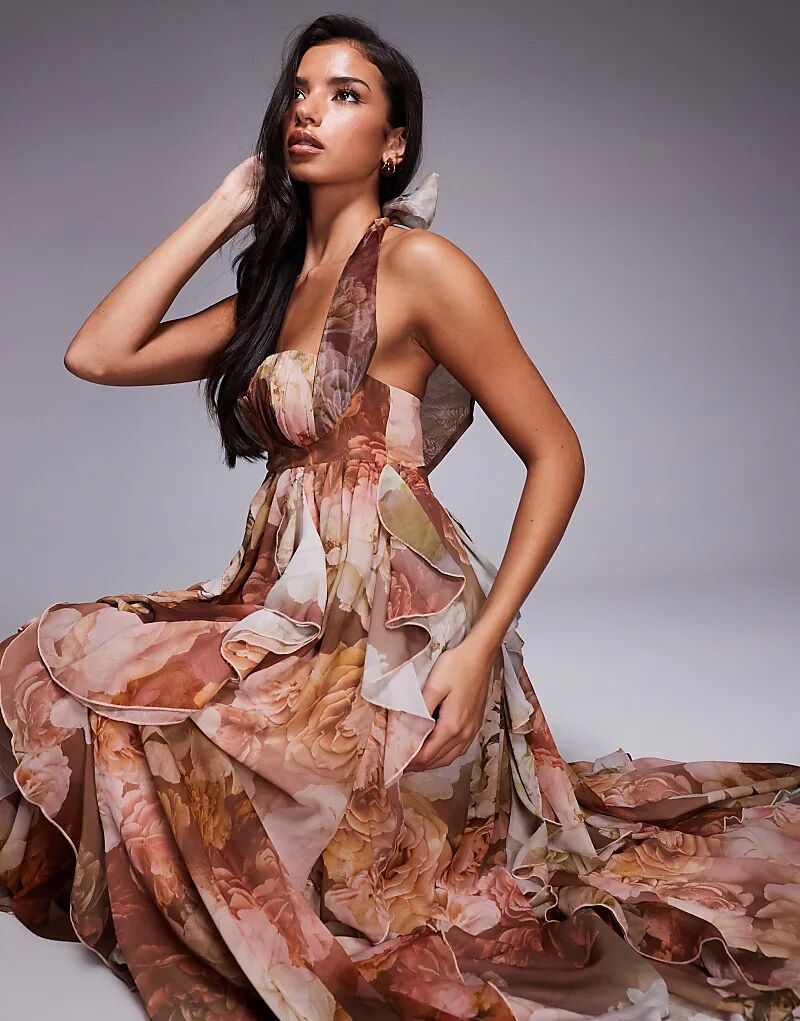 Платье макси ASOS LUXE с бретелью через шею и оборками-водопадами, коричневое с цветочным принтом
Платье макси ASOS LUXE с бретелью через шею и оборками-водопадами, коричневое с цветочным принтом