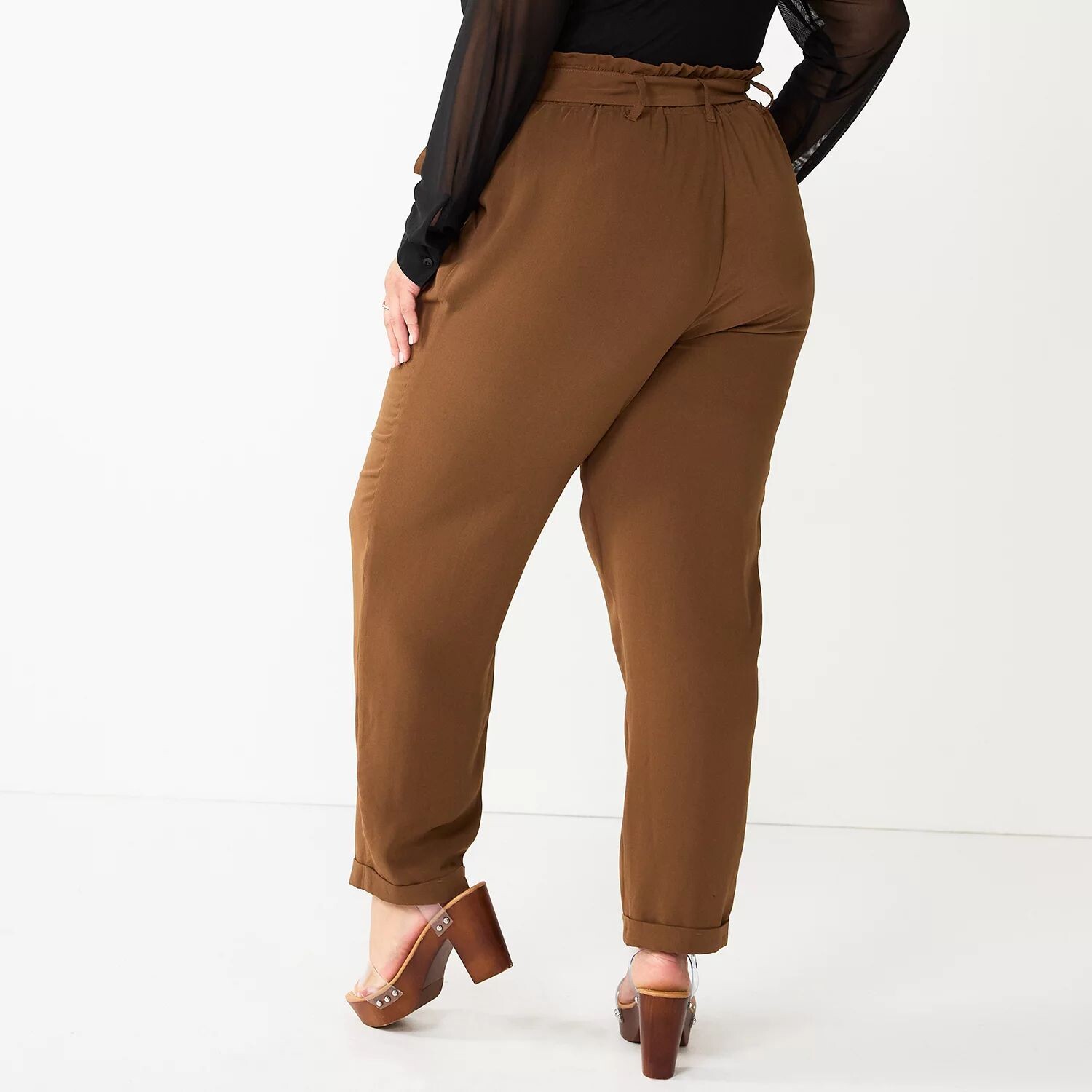 Брюки-конусообразные брюки SO для юниоров больших размеров с высокой посадкой и зауженной кромкой в виде бумажного пакета SO, черный 
Брюки-конусообразные брюки SO для юниоров больших размеров с высокой посадкой и зауженной кромкой в виде бумажного пакета SO, черный