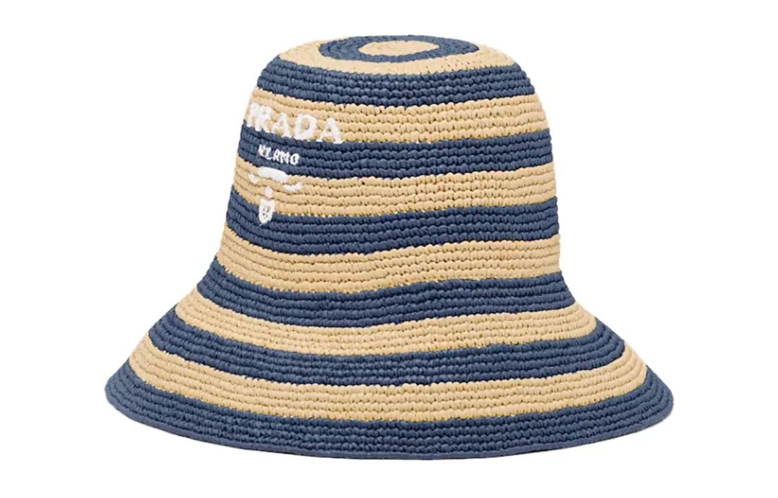 PRADA Шляпа-ведро из волокна рафии для женщин, синяя
PRADA Шляпа-ведро из волокна рафии для женщин, синяя