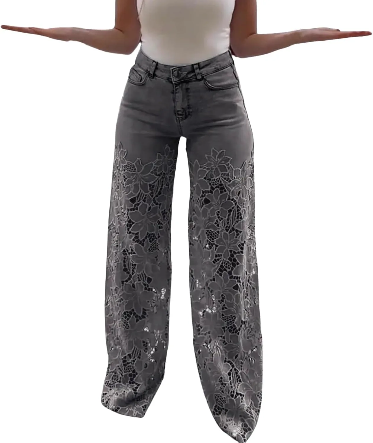 Женские кружевные джинсы baggy high waisted straight leg
Женские кружевные джинсы baggy high waisted straight leg